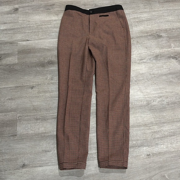 $350 GREY JASON WU Milano Stretch Skinny Pants Houndstooth Plaid Red Multi 4 - Picture 2 of 9